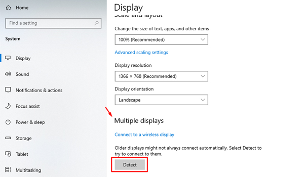 Kiểm tra cài đặt trong hệ thống bằng Display Settings