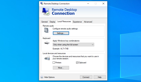 Tại ô Computer, nhập tên thiết bị hoặc địa chỉ IP của máy tính đích => nhấn Connect