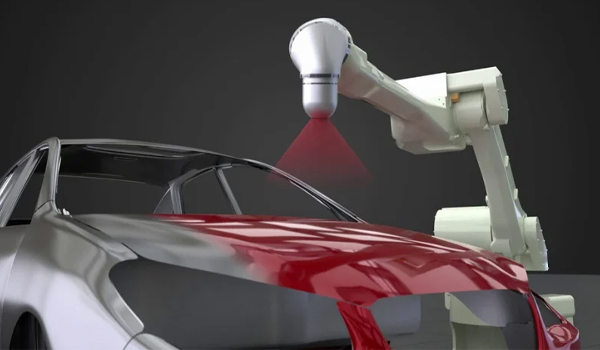 Robot tự động sơn khung thân ô tô giúp giảm hao phí sơn nhờ khả năng kiểm soát lượng sơn chính xác