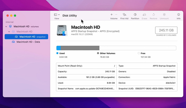 Kiểm tra dung lượng ổ cứng với Disk Utility