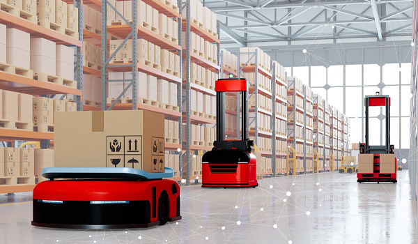 Robot vận chuyển thông minh có thể di chuyển & vận chuyển hàng hóa trong nhà máy, kho hàng,...