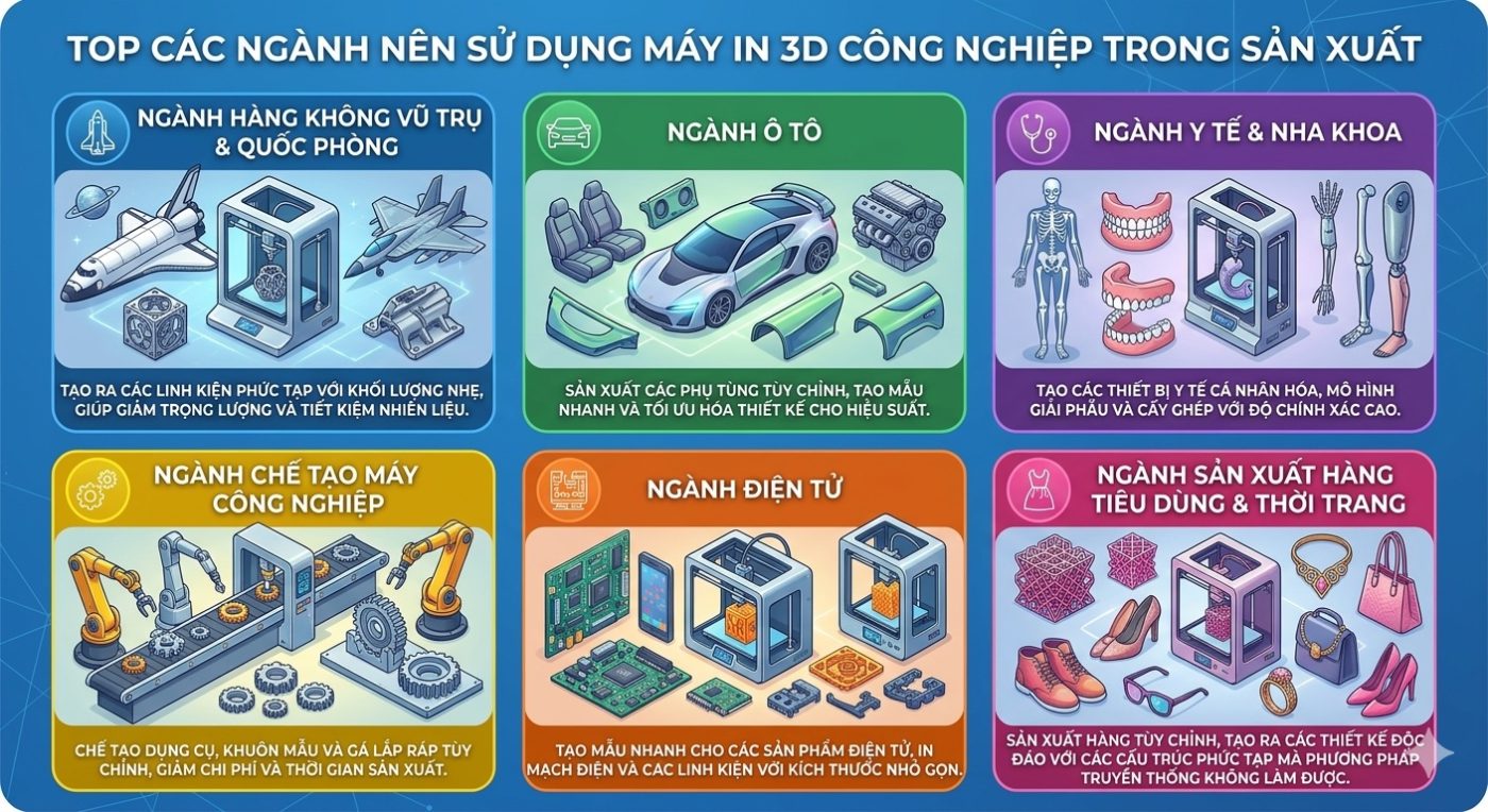 Top các ngành nên sử dụng máy in 3D công nghiệp