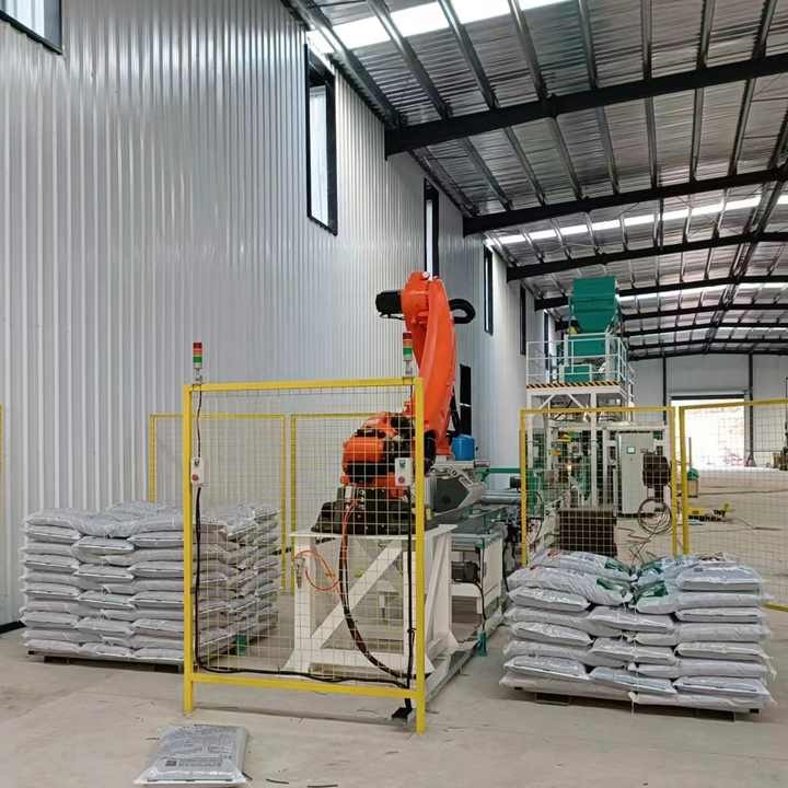 Hệ thống robot bốc xếp bao lên pallet