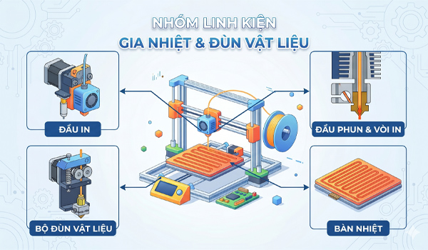 Nhóm linh kiện gia nhiệt & đùn vật liệu