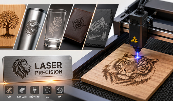 Máy khắc laser trên mọi chất liệu tạo ra các chi tiết sắc nét, đồng đều, có tính thẩm mỹ cao