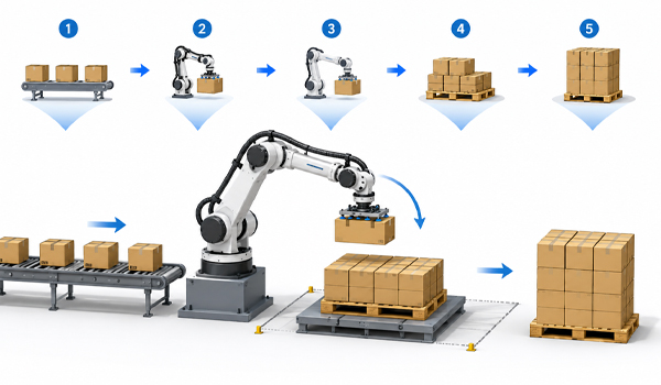 Quy trình hoạt động của robot tháo dỡ, bốc xếp hàng hóa lên pallet