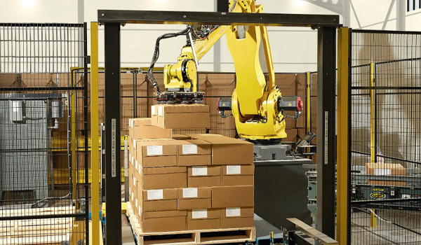 Trạm robot bốc xếp hàng lên pallet tự động với độ chính xác cao