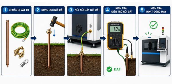 Các bước nối đất cho máy cắt laser đúng kỹ thuật