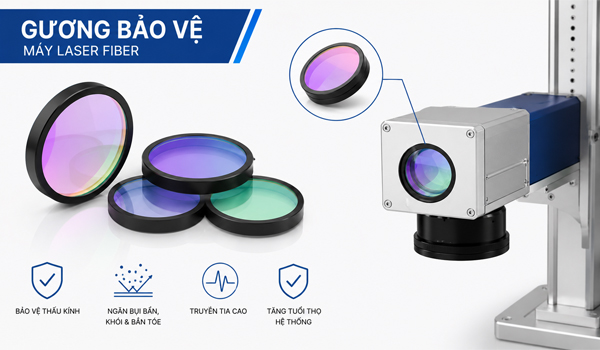 Gương bảo vệ giúp ngăn bụi bẩn, chống bắn toé kim loại, bảo vệ thấu kính