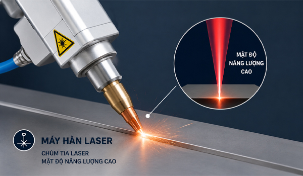 Máy hàn laser sử dụng chùm tia laser có mật độ năng lượng cao