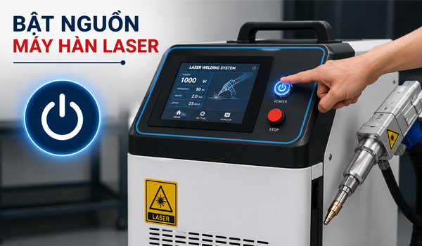 Bật nguồn máy trước khi sử dụng