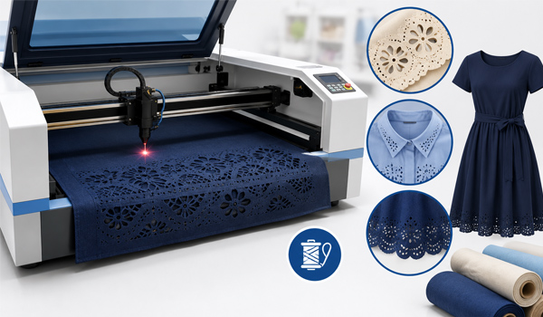 Máy cắt laser CO2 được sử dụng để cắt vải tự động, gia công hoạ tiết trên quần áo
