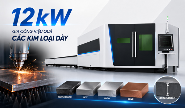 Máy cắt laser fiber 12kW có khả năng xử lý các vật liệu có độ dày lớn
