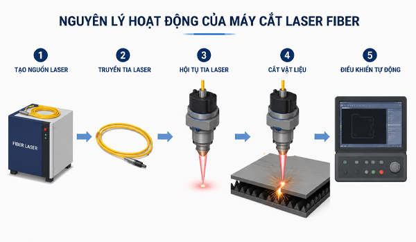 Nguyên lý hoạt động của máy cắt laser fiber