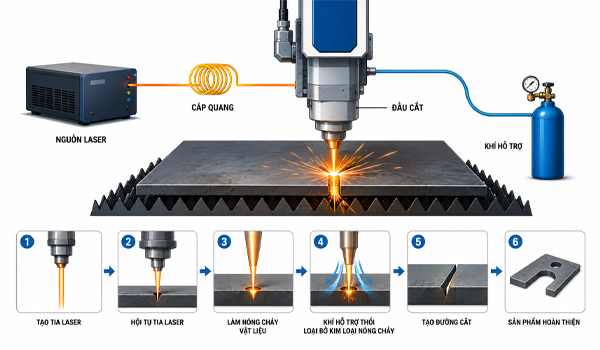 Nguyên lý hoạt động của máy cắt laser sắt