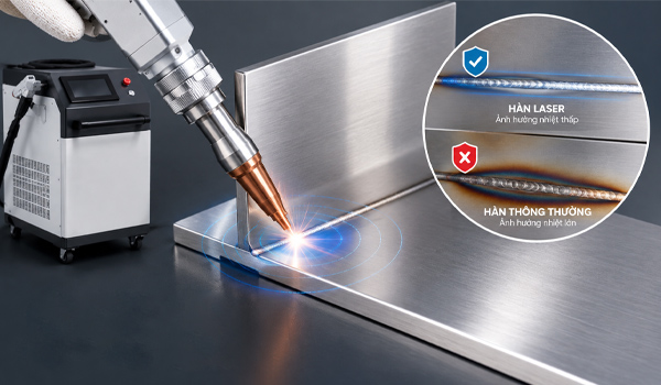 Máy hàn laser inox hạn chế ảnh hưởng nhiệt đến các khu vực xung quanh