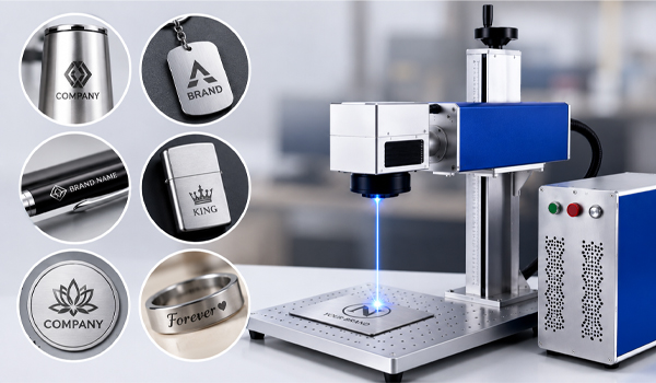 Máy khắc laser Fiber 20W được sử dụng để khắc logo, tên thương hiệu