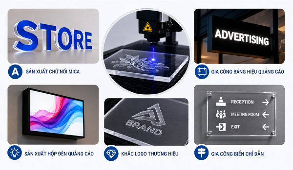Ứng dụng của máy khắc laser mica trong ngành quảng cáo