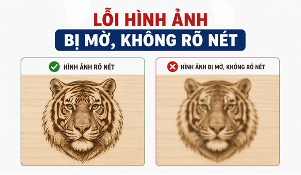 Hình ảnh khắc bị mờ/không rõ nét là lỗi thường gặp khi sử dụng máy khắc laser