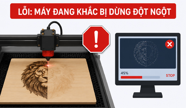 Máy đang khắc bị dừng đột ngột
