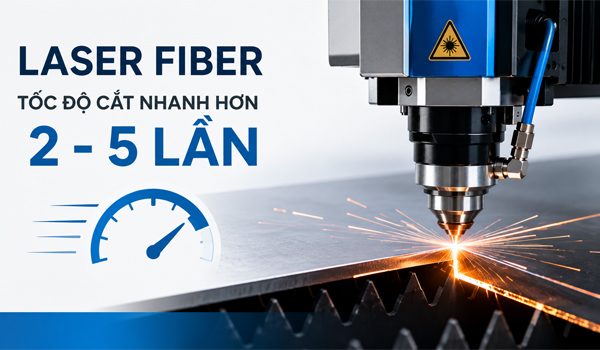 Laser Fiber có tốc độ cắt nhanh hơn từ 2 - 5 lần so với laser CO2
