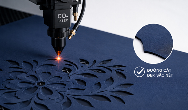 Máy cắt laser CO2 cho đường cắt rất mịn, không bị răng cưa hay sờn mép