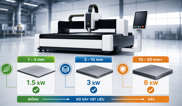 Công suất laser quyết định khả năng cắt, tốc độ gia công & hiệu suất làm việc của máy