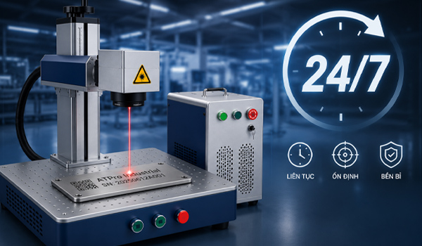 Máy khắc laser Fiber hoạt động liên tục 24/7 giúp tăng năng suất đáng kể