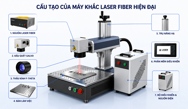 Cấu tạo của máy khắc laser Fiber