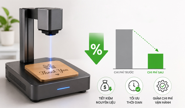 Máy khắc laser mini hoạt động không cần dao cắt, mũi khắc giúp giảm chi phí sản xuất