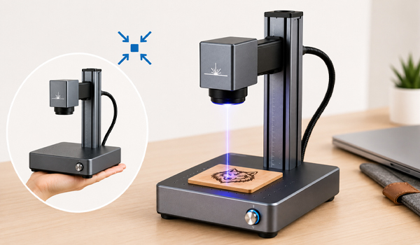 Máy khắc laser mini có kích thước nhỏ gọn, không chiếm nhiều diện tích