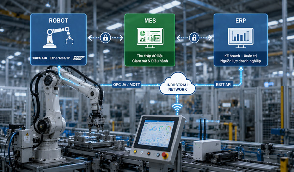 Các giao thức kết nối robot với MES và ERP trong sản xuất