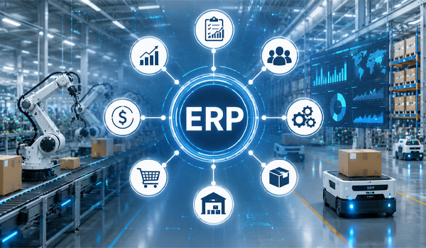 ERP bao gồm nhiều hoạt động như quản lý đơn hàng, kế hoạch sản xuất,...