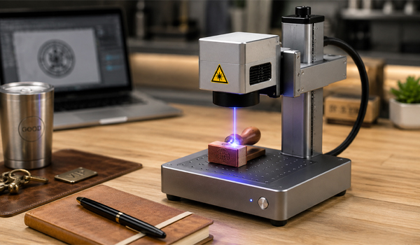 Máy khắc dấu laser mini có kiểu dáng nhỏ gọn, trọng lượng vừa phải