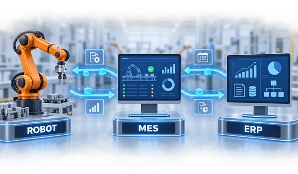 Luồng dữ liệu trong kiến trúc Robot - MES - ERP