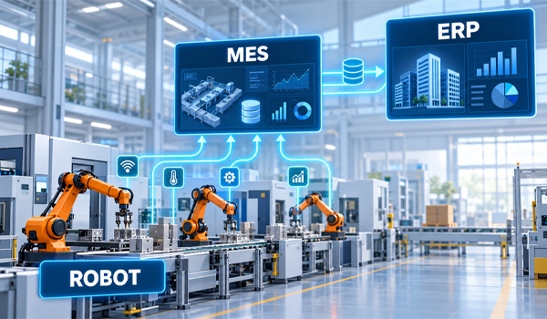 Kiến trúc hệ thống robot kết nối MES và ERP trong nhà máy