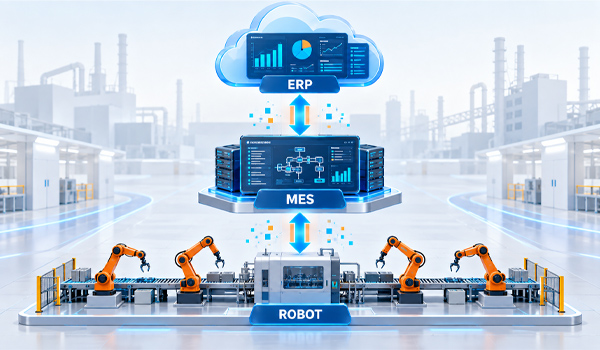 Kiến trúc mô hình kết nối Robot – MES – ERP trong nhà máy thông minh