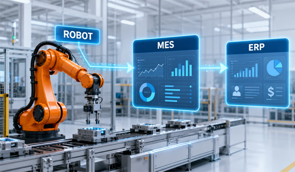 Robot kết nối MES & ERP trong nhà máy hiện đại