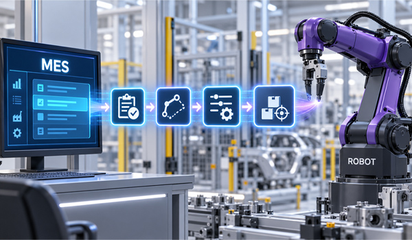 Phần mềm MES gửi dữ liệu xuống robot