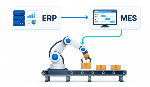 Mô hình robot kết nối ERP & MES