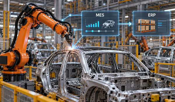 Nguyên lý hoạt động khi tích hợp Robot với MES, ERP